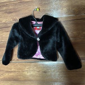 Hello Kitty faux fur cropped baby jacket size 2T